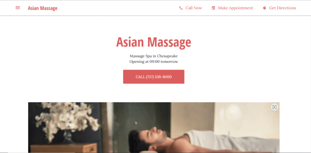 Homepage of Asian Massage Spa / asianmassageva.com