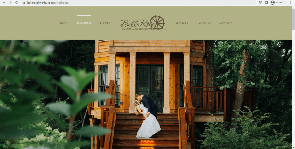Homepage of Bella Rose Luxury Treehouse's website
Link: https://bellaroselynchburg.com/treehouse/