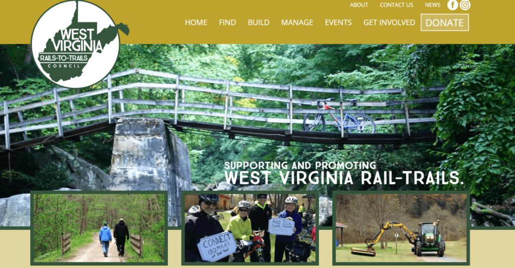 Homepage of West Virginia Rail Trails
Link: https://wvrailtrails.org