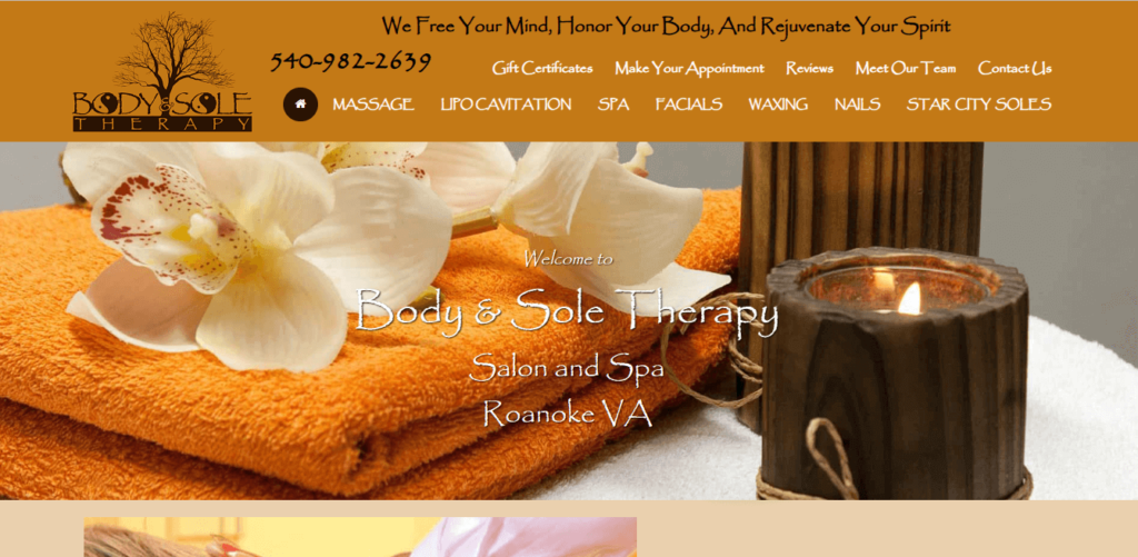 Homepage of Body & Sole Therapy / mybodyandsole.com