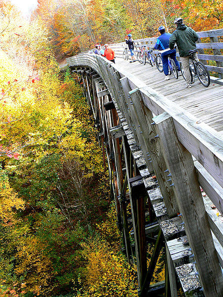  Bridge view of Virginia Creeper Trail / Wikipedia / Metayel
Link: https://upload.wikimedia.org/wikipedia/commons/d/df/Creepertrail2.jpg