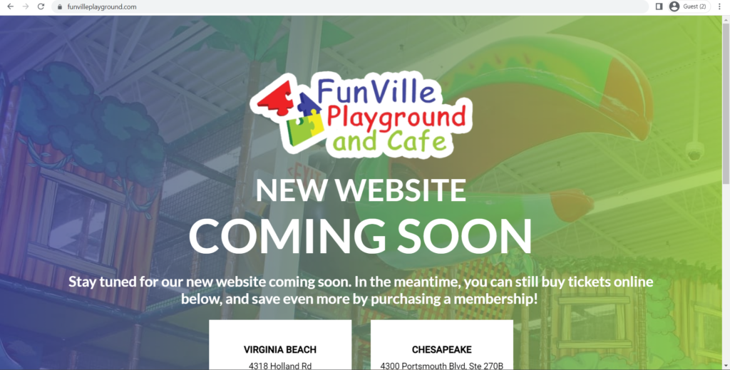 Homepage of FunVille Playground and Cafe's website
Link: https://funvilleplayground.com/