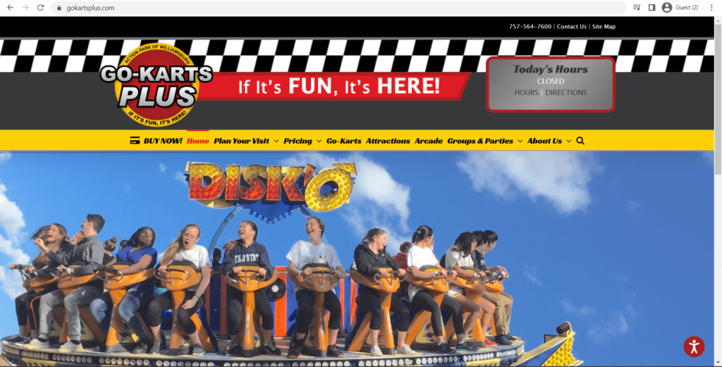 Homepage of Go-Karts Plus's website
Link: https://www.gokartsplus.com/