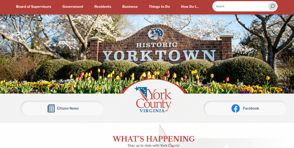 Homepage of York County
Link: https://www.yorkcounty.gov
