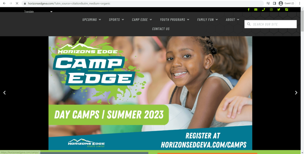 Homepage of Horizons Edge Sports Campus's website
Link: https://horizonsedgeva.com/?utm_source=citation&utm_medium=organic