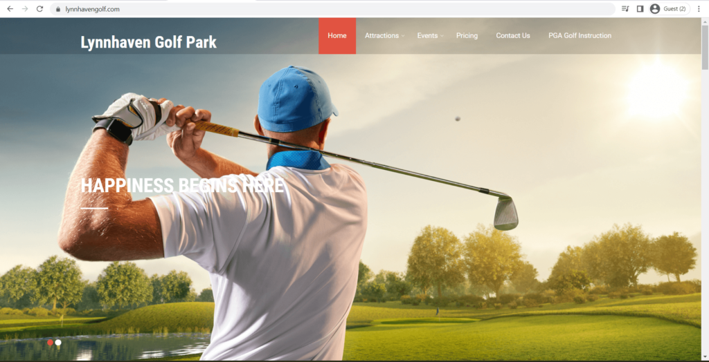 Homepage of Lynnhaven Golf Park's website
Link: https://lynnhavengolf.com/