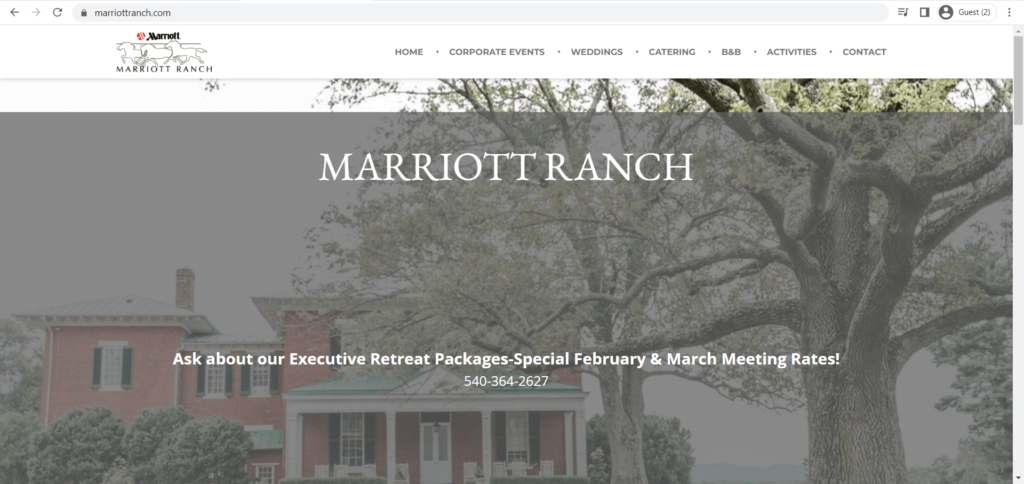 Homepage of Marriott Ranch Trail Rides' website
Link: https://www.marriottranch.com/