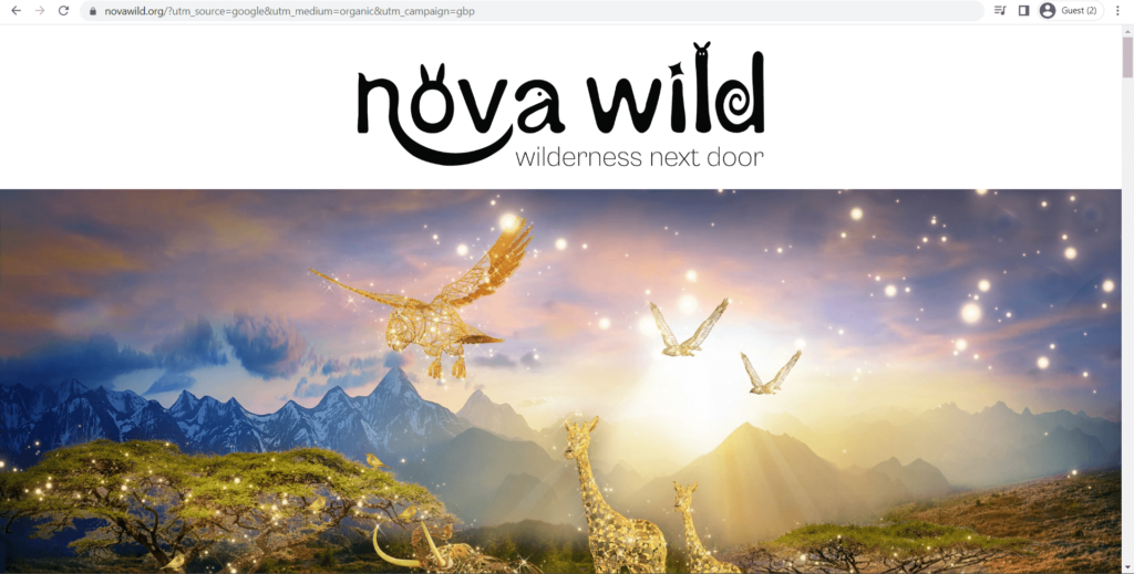 Homepage of NOVA Wild's website
Link: https://novawild.org/?utm_source=google&utm_medium=organic&utm_campaign=gbp
