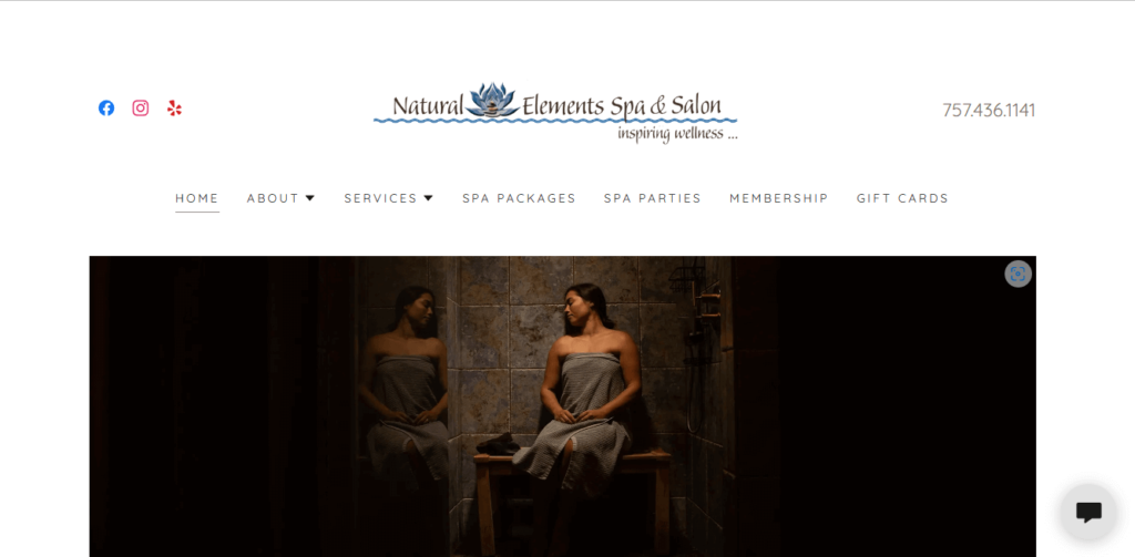 Homepage of Natural Elements Spa / naturalelementsspa.com