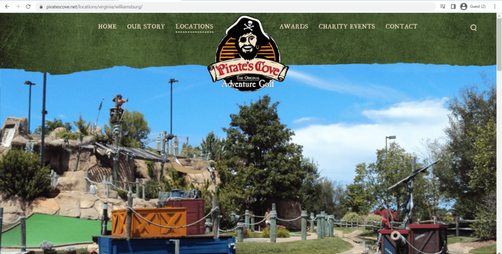 Homepage of Pirate's Cove Adventure Golf's website
Link: https://www.piratescove.net/locations/virginia/williamsburg/