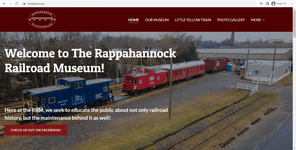 Homepage of Rappahannock Railroad Museum's website
Link: https://rrmuseum.org/