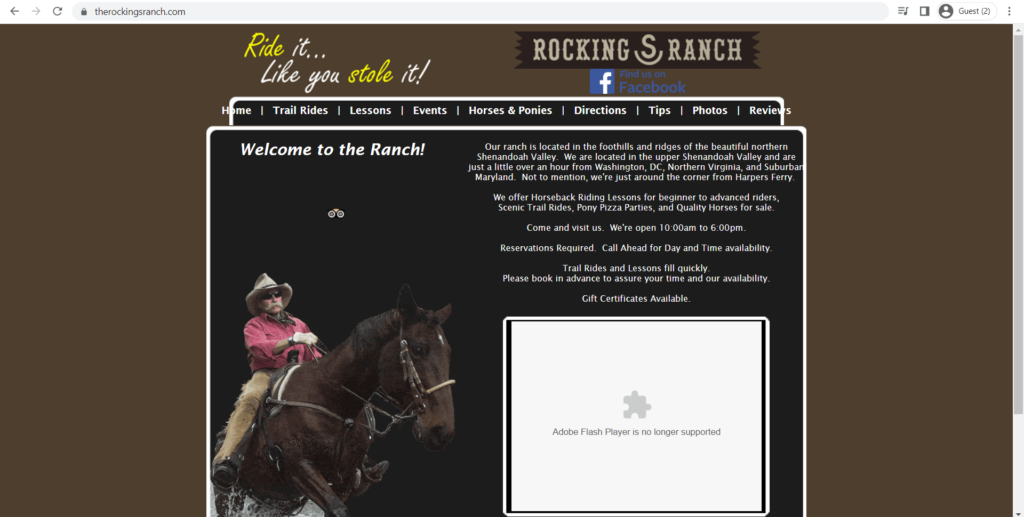 Homepage of Rocking S Ranch, LLC's website
Link: https://therockingsranch.com/