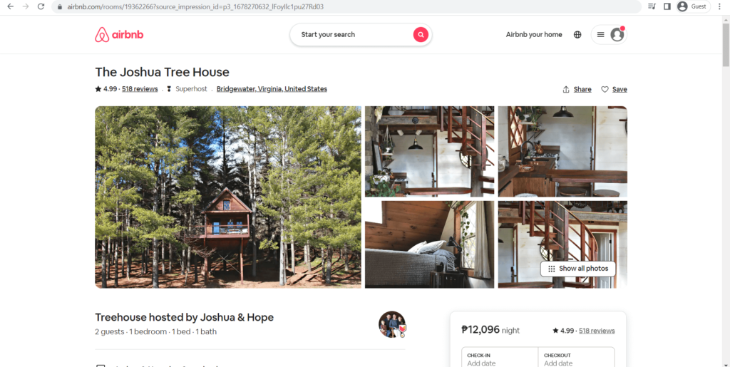 The Joshua Tree House as seen on Airbnb's website
Link: https://www.airbnb.com/rooms/19362266?source_impression_id=p3_1678270632_lFoyIlc1pu27Rd03