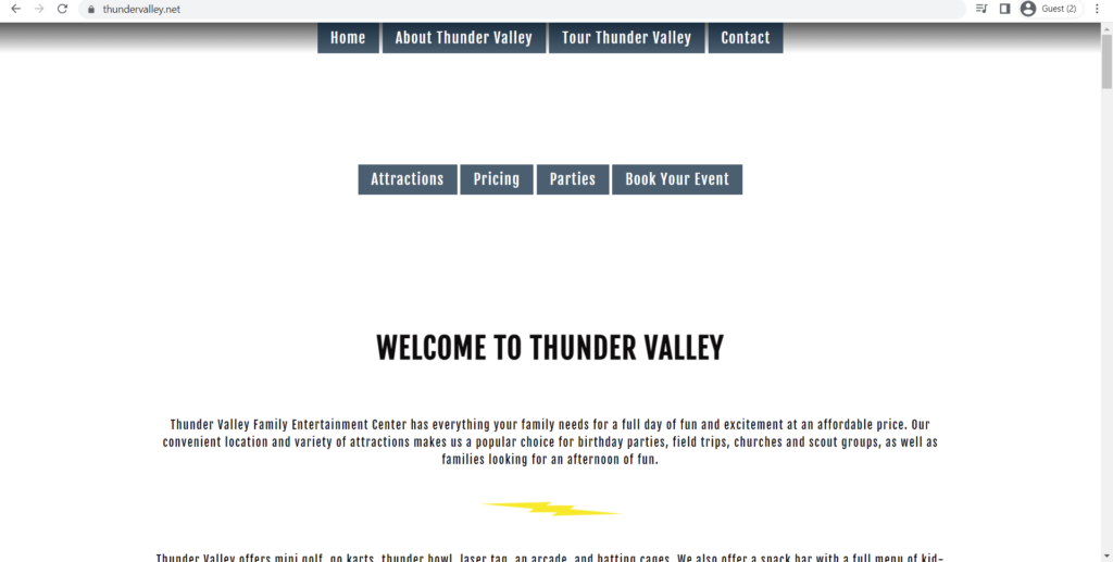 Homepage of Thunder Valley's website
Link: https://thundervalley.net/