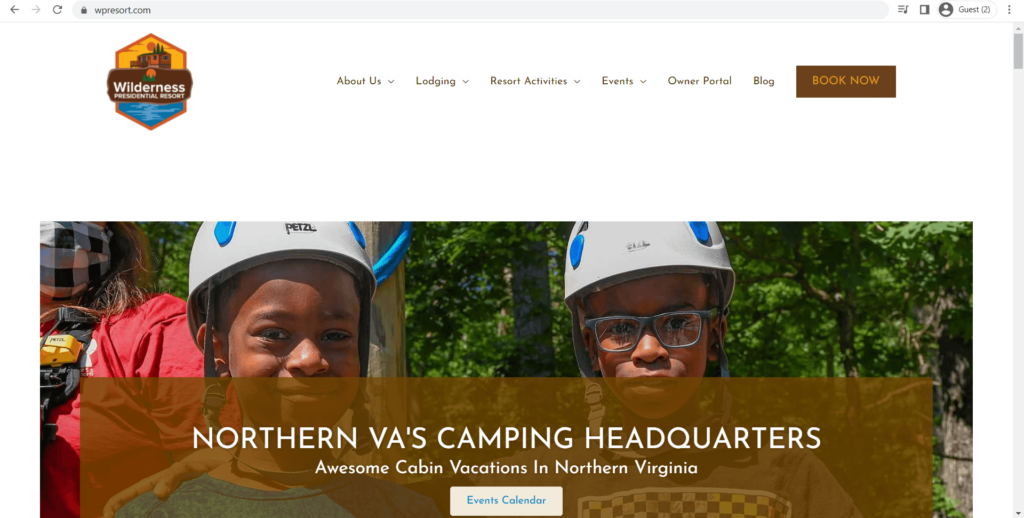 Homepage of Wilderness Presidential Resorts' website
Link: https://wpresort.com/